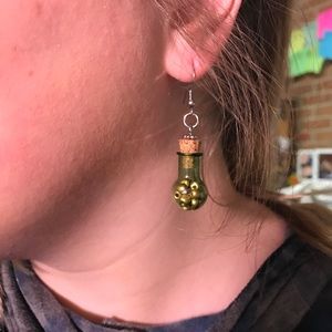 tiny green jar earrings